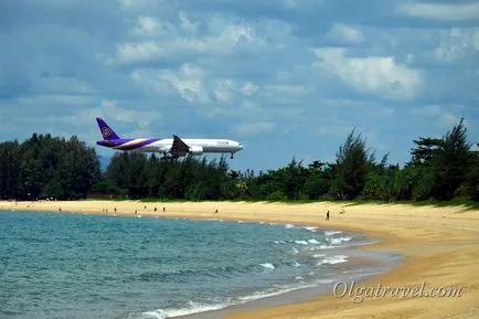 Strand repülőgép Phuket olyan helyen, ahol repülőgépek ülj a feje fölé!