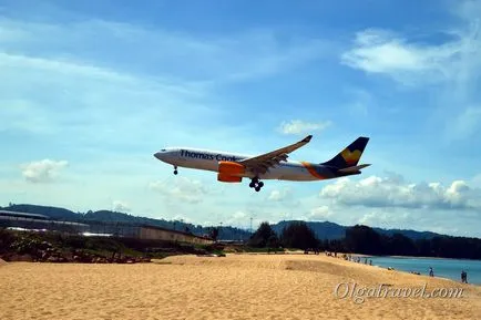 Strand repülőgép Phuket olyan helyen, ahol repülőgépek ülj a feje fölé!