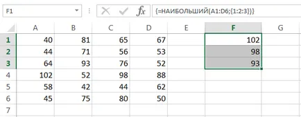 Aplicarea formule matrice Excel