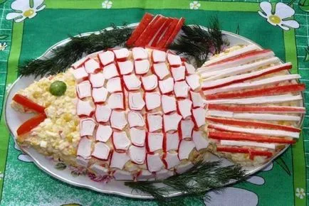 Salata festiv cu un design de crab bastoane și rețete