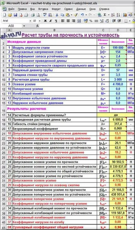 Изчисляване на силата на тръбата (Excel), Блог Alexandra Vorob'eva