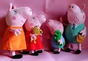 Peppa de porc cu mâinile lor, jucării și meserii