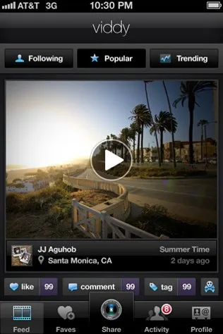 Viddy iPhone lehetővé teszi, hogy ossza meg barátaival egy rövid videót, és Instagram - fotók
