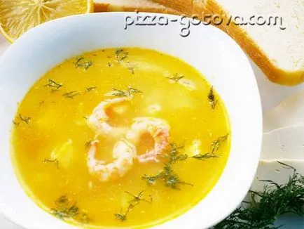 Gyors sajtos leves garnélával - recept egy fotó