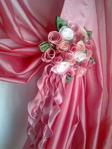 Букет от рози от плат за пердета (цветя, изработени от плат), списание вдъхновение шивачка на