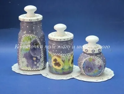 Decoupage üvegedények a konyhában kezével (master class)