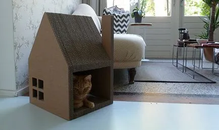 Малка къща за котка със собствените си ръце