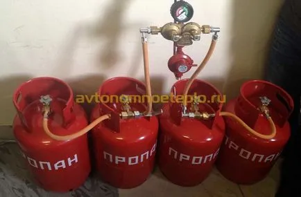 Gáz kazán propángázzal léggömb - számítás, töltés és összekötő gázpalackok a