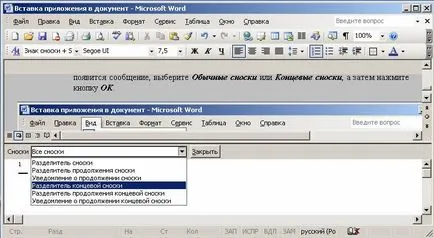 Illusztrált bemutató Microsoft Word> használja lábjegyzetek és végjegyzetek>