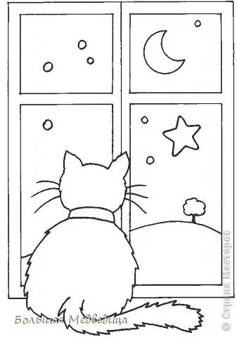 Care pisica vytynanki lipite pe fereastră ca tăiate de iepure, pisică