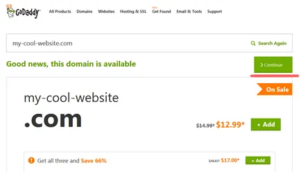 Как да си купите домейн в зоната COM за пример регистратор GoDaddy - blogofolio Romana Paulova