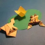 Cum sa faci o broasca din hârtie origami, care este sărituri cu mâinile lor, instrucțiuni pas cu pas,