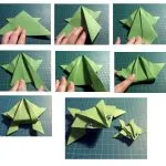 Cum sa faci o broasca din hârtie origami, care este sărituri cu mâinile lor, instrucțiuni pas cu pas,