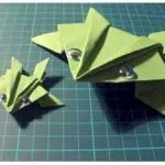 Cum sa faci o broasca din hârtie origami, care este sărituri cu mâinile lor, instrucțiuni pas cu pas,