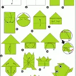 Как да си направим една жаба от оригами хартия, която се скача с ръцете си, инструкции стъпка по стъпка,
