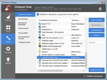 Hogyan távolítsuk el a játékot CCleaner