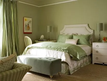 Gyönyörű hálószoba kialakítása árnyalatú zöld, 26 fényképek a belső, valamint példákat türkiz és hálószoba