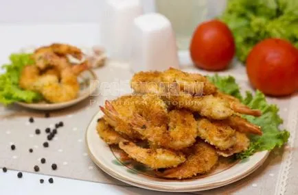 Prawns rántva sült egy serpenyőben, recept lépésről lépésre fotók, minden étkezés