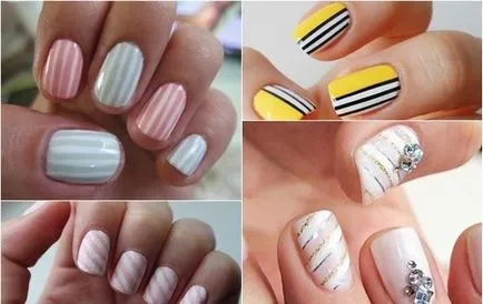 Модни Nails с ивици снимка, красив маникюр шарени идеи за нокти дизайн с райе