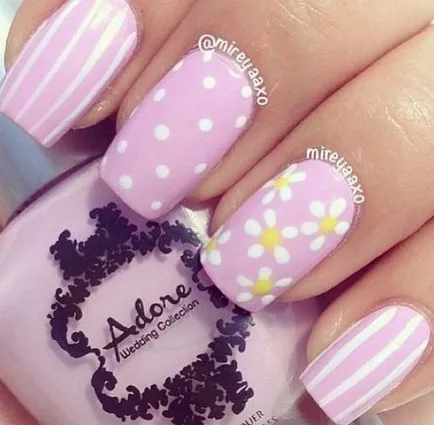 Модни Nails с ивици снимка, красив маникюр шарени идеи за нокти дизайн с райе