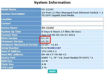 Actualizarea firmware-ului Comutator rubytech es-2226c