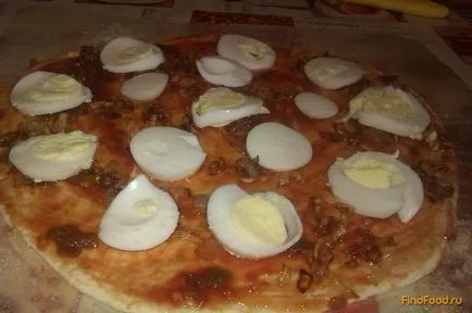 Pizza rák botok és tojás recept egy fotó