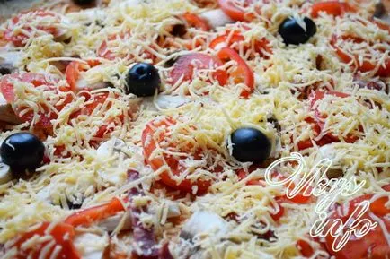 Пица с гъби, сирене, домати, наденица рецепта