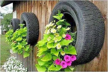 Изделия от гуми за градината - цветни лехи, мебели, люлки и дори басейн, моята идея за градината и градината