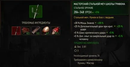 Armor и оборудване училище грифон Witcher 3