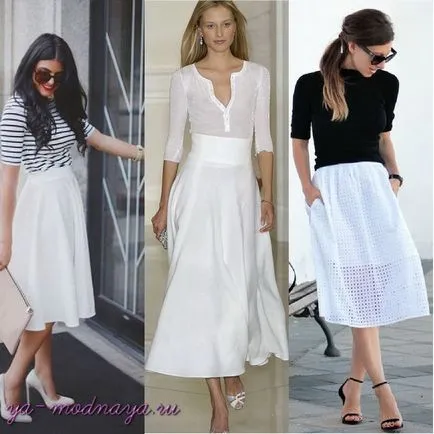 Din ceea ce sa poarte fusta midi alb - prove cele mai la modă