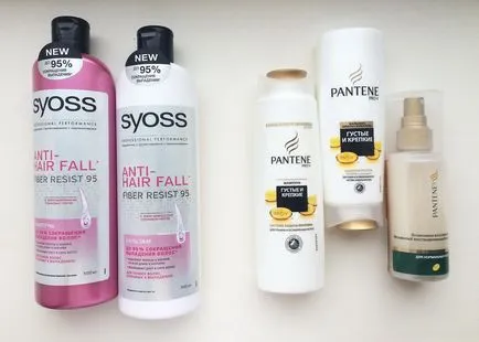 Средства против косопад Syoss и растежа на косата агенти на Pantene Pro-V отзиви и сравнения,