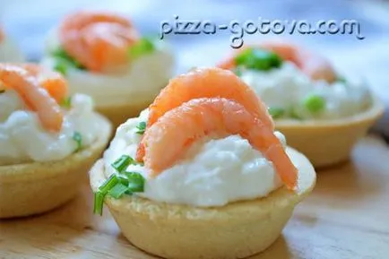 Tartlets пълнени с скариди и сирене - рецептата със снимка