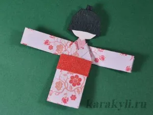 Japán papír baba - a fül (Shiori ningyo), irkál