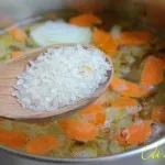 Supa fără carne, cu orez și cartofi noi