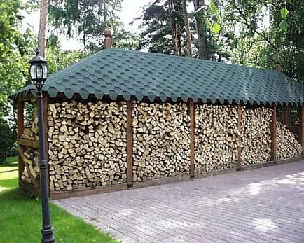 Hogyan építsünk egy woodshed az országban, különösen a tárolási tűzifa mint látta, fotó és videó