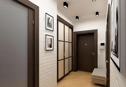 Brick folyosón fehér fotó a folyosón, dekoratív belső fal, tapéta alatt a tégla, a befejező