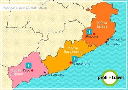 Costa Brava és Costa Dorada vizsgáljuk a régiók Katalónia