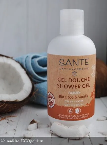 gel de duș de nucă de cocos organic și Sante de vanilie - opinie ekoblogera