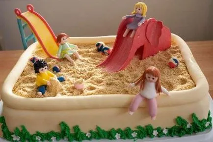 Sandbox „- egy torta felnőttek és gyermekek számára dekorációs ötletek