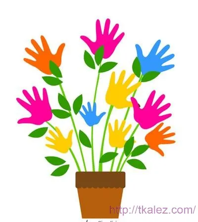 Artizanat cu flori copii de la handprints pentru copii