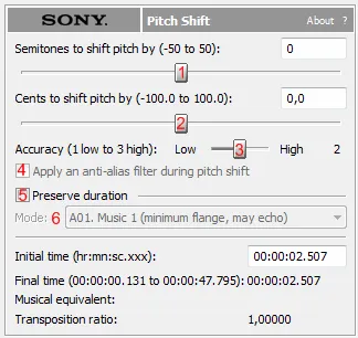 Sound Forge pitch shift