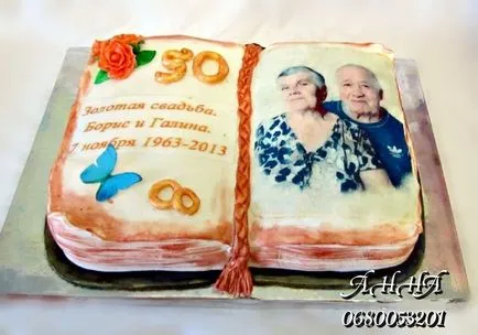 Торта на своите златни сватбени баби и дядовци, шпакловки, сметана, със собствените си ръце, фото и видео