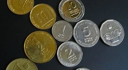 Izraeli valuta - bankjegyek és érmék, amelyek a kereskedelem