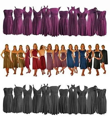 Variațiuni pe o temă de rochie fără sfârșit, multiwear rochie-transformator, în cazul în care pentru a cumpăra