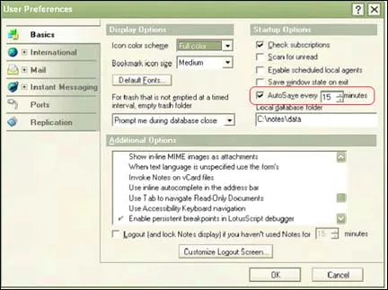 Mindent a AutoSave a Lotus Notes