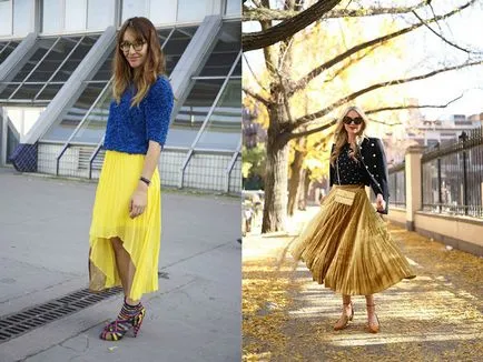 Жълт плисирана пола (44 снимки) - ефектна и противоречив модел в дрехи