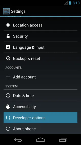 Android A-tól Z-ig bekapcsolja az USB hibakeresés opciót android 4