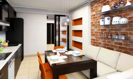 13 m bucătărie de design, cu o canapea foto exemple de designeri de interior de succes cu sfaturi