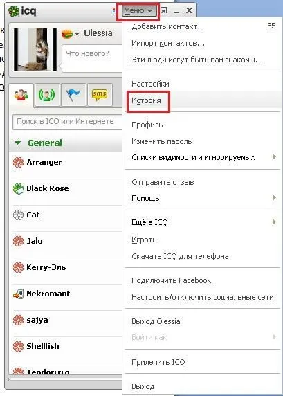 Как да намерите историята на ICQ