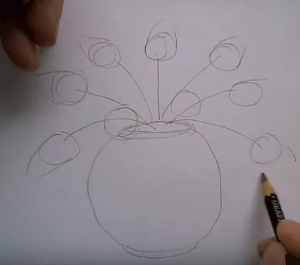 Cum de a desena o vaza de flori în etape, ls